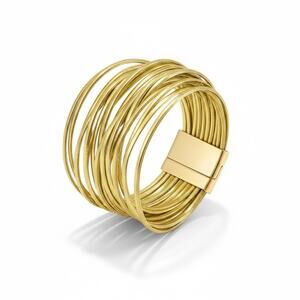 Gold Stacked Multi Strand Bracelet Magnetic Closure Layered Boho Gift For Her